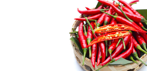 Red chili peppers on white background