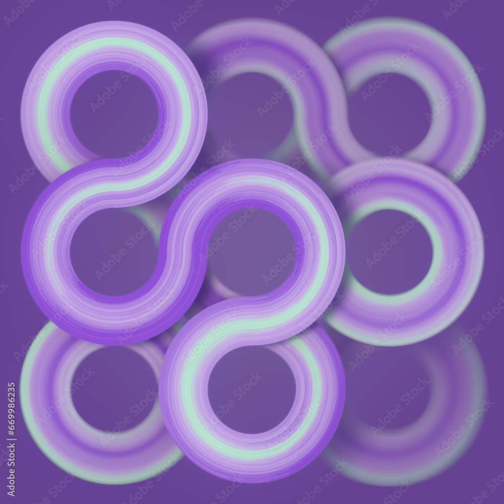 Fototapete close-up of purple rounded pattern with texture on dark purple background. 3d rendering digital illu