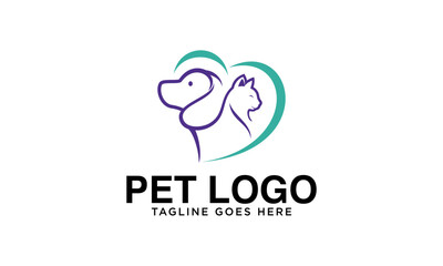 simple pet dog and cat logo design