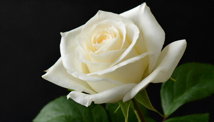 eternal beauty captivating fresh white rose on black background whispers of love delicate blossom