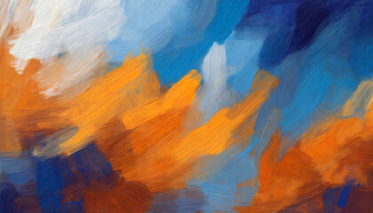 digital oil paint brush abstract background blue orange