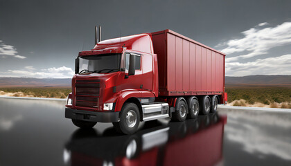 photorealistic red truck 3d rendering transparent background