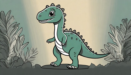 cute dinosaurus black outlines vector illustration