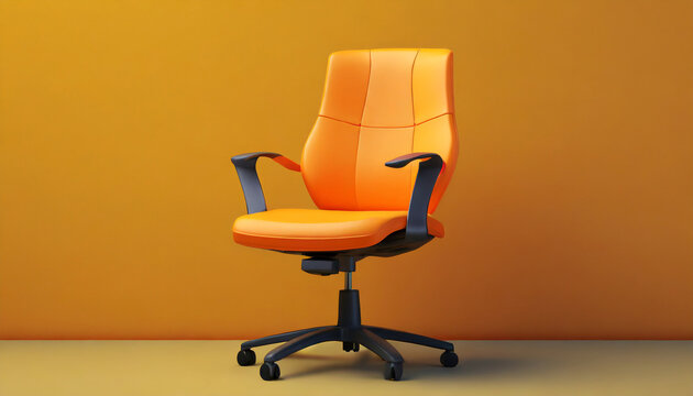 orange office chair on yellow background generative ai