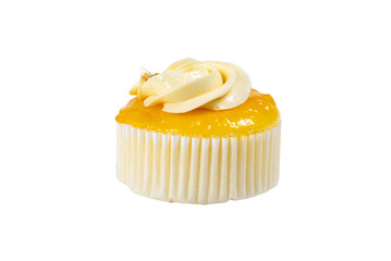cupcake with cream on transparent background. Clipping Path