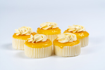 cupcake with cream on white background.