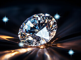A pristine diamond with immaculate facets captures and refracts light, exuding luxury and elegance. A close-up view. Perfect for high-end presentations.