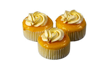 cupcake with cream on transparent background. Clipping Path