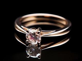 Elegant golden diamond ring, delicately showcasing a radiant solitaire gemstone. Symbol of love, commitment, and luxury. Perfect for romantic and bridal themes.