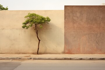 a wall separating two premises with no tree on it