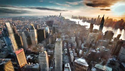 eye view image of a bustling cityscape new york city from above providing a unique perspective on...