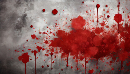 red blood splatter on a grunge wall illustration