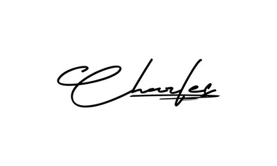 Charles's name hand-drawn cursive scripted autograph signature logo design - obrazy, fototapety, plakaty