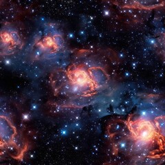 Fototapeta na wymiar Galaxies, starfields, gaseous nebulae, and quasars illuminate the cosmic theater of the universe.