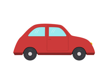 Cartoon red car. Vector illustration of a toy car isolated on a white background.