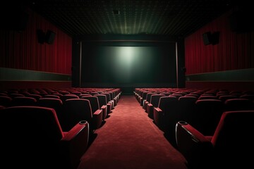 Fototapeta premium inside a dark screening room with the empty seats