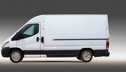 white delivery van side view on isolated empty background generative ai
