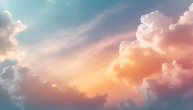 pastel warm color gradient mystical sunlight sky with fluffy clouds phone hd background wallpaper ai generated