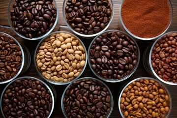 view from above of gourmet coffee beans