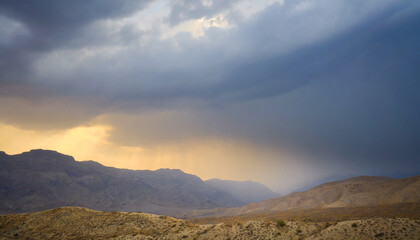 Fototapeta na wymiar stormy sky over the desert landscape background high quality photo