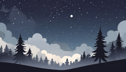Fototapeta na wymiar night sky forest background illustration generative ai