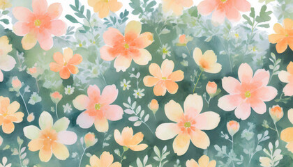 soft and dreamy watercolor seamless pattern flowers