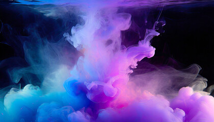 color explosion fluorescent background paint in water vibrant smoke cloud texture glowing blue and purple
