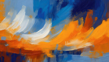 digital oil paint brush abstract background blue orange