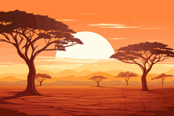 Kenya flat art landscape illustration