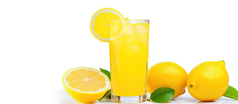 Lemonade in a glass on a white background