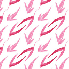 Floral pattern with rose leaves. Watercolor seamless border for floral background, textile. Isolated illustration of design elements.