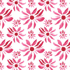 Floral pattern with rose flowers. Watercolor seamless border for floral background, textile. Isolated illustration of design elements.