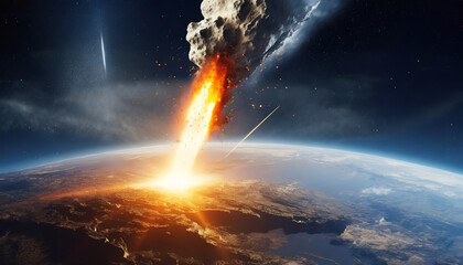 meteor impact on earth fired asteroid in collision
