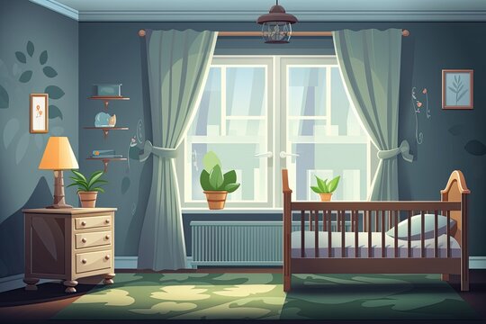 cozy baby childrens room illustration