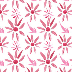 Fototapeta premium Floral pattern with rose flowers. Watercolor seamless border for floral background, textile. Isolated illustration of design elements.