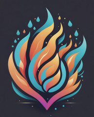 Obraz premium Fire flames logo, cartoon illustration, 80s retro style. Generative AI
