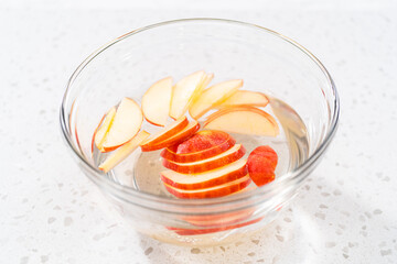 Sliced red apples