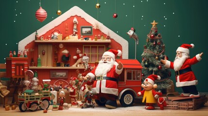 santa claus and christmas tree