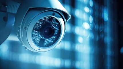 A close up of a surveillance camera, AI - obrazy, fototapety, plakaty