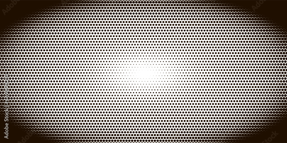Fototapete monochrome pixel halftone ellipse gradient pattern. texture of dots with color fading toward center.