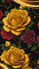 Vintage Floral Symphony with Roses: Aesthetic Yellow and Pink Roses