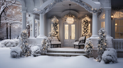 Entrance area of a chic house in winter