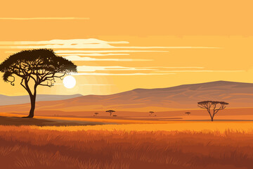 Ethiopia flat art landscape illustration