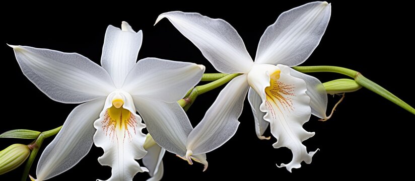 A picture of a beautiful white orchid called Laelia purpurata Latin name