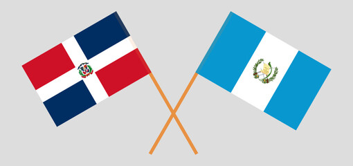Crossed flags of Dominican Republic and Guatemala. Official colors. Correct proportion