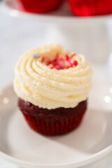 Red Velvet Cupcakes with White Chocolate Ganache Frosting
