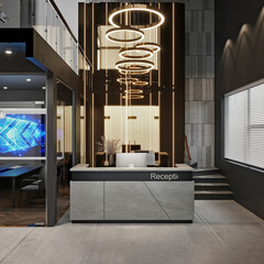 luxury modern working office, 3d rendering
