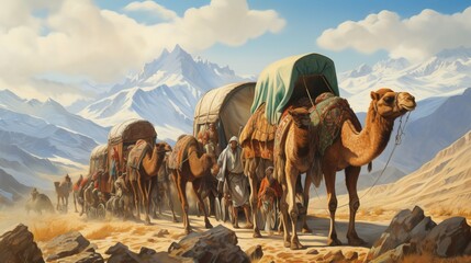 Camels of the Desert: Witnessing the Resilience and Grace of Earth's Ship of the Desert - obrazy, fototapety, plakaty