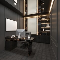 luxury modern working office, 3d rendering
