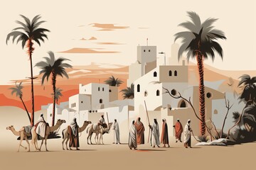 Camels of the Desert: Witnessing the Resilience and Grace of Earth's Ship of the Desert - obrazy, fototapety, plakaty